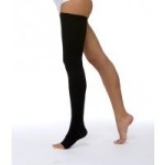 Чулок компрессионный кругловязаный, р. 2 ЧККВ ЦК до бедра 2 класс компрессии с открытым мыском черный